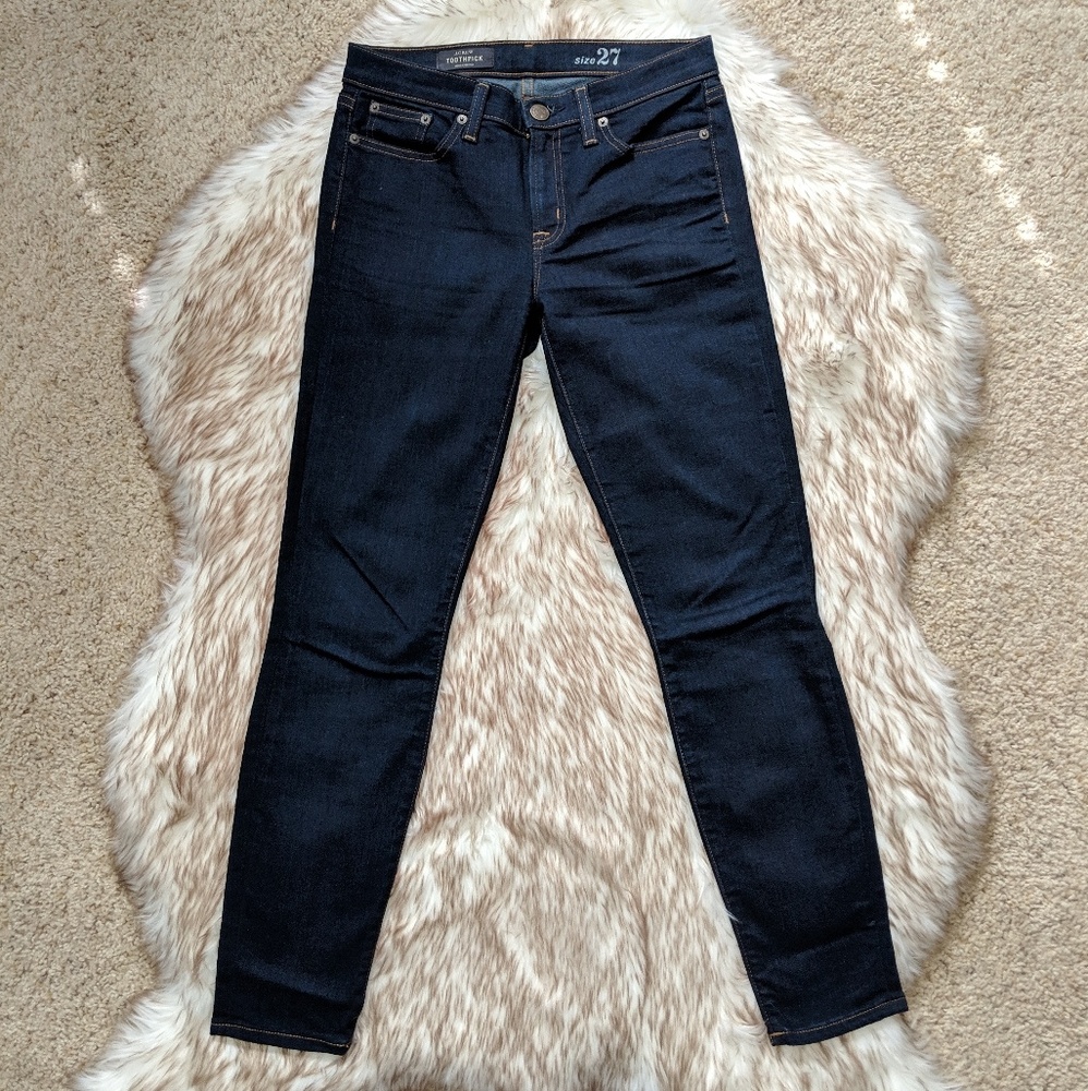 NWOT J. Crew Dark Wash Toothpick Jeans Size 27